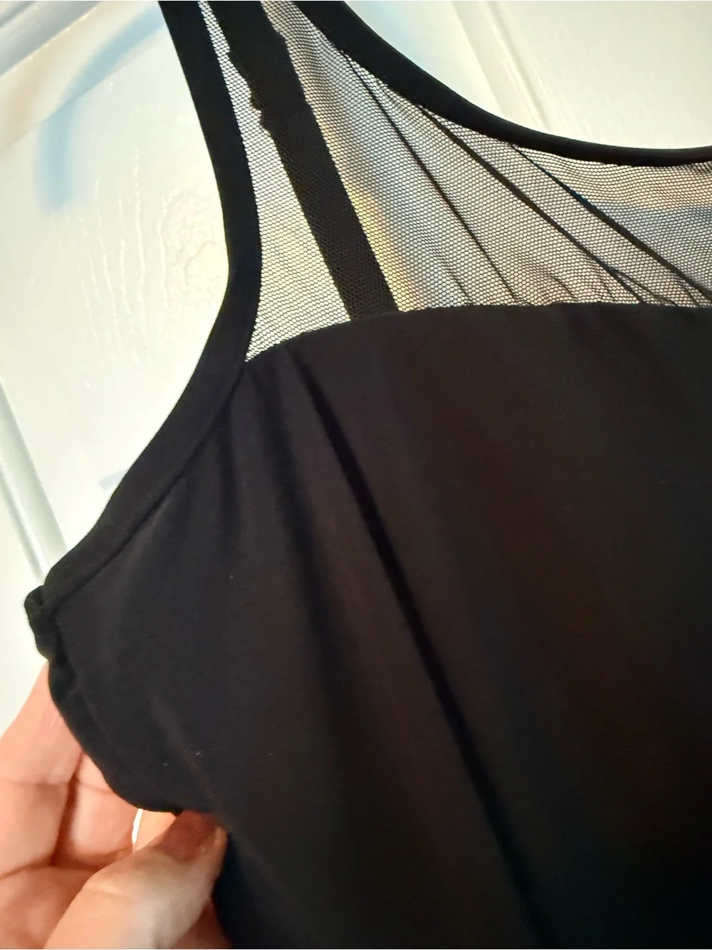 Miraclesuit Black Layered Mesh Yoke tankini swim Top